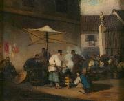 George Chinnery Street Scene, Macao, with Pigs oil painting